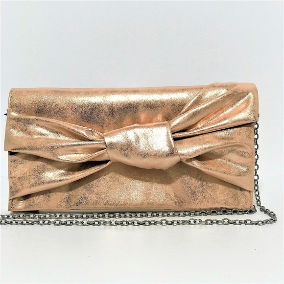 Max Edition Handbags - MAX EDITION BOW CLUTCH ROSE GOLD